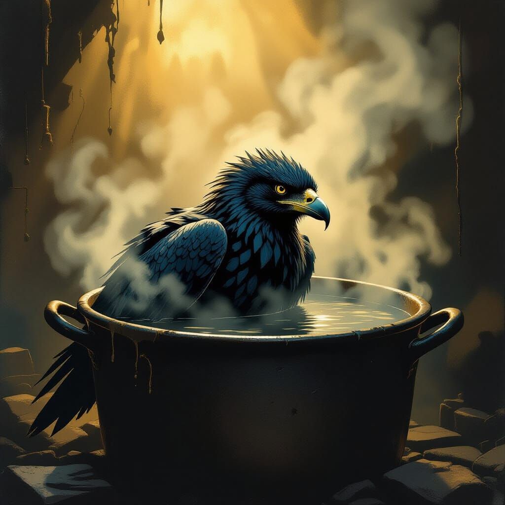 Gothic Buzzard Stew in Macabre Art Style