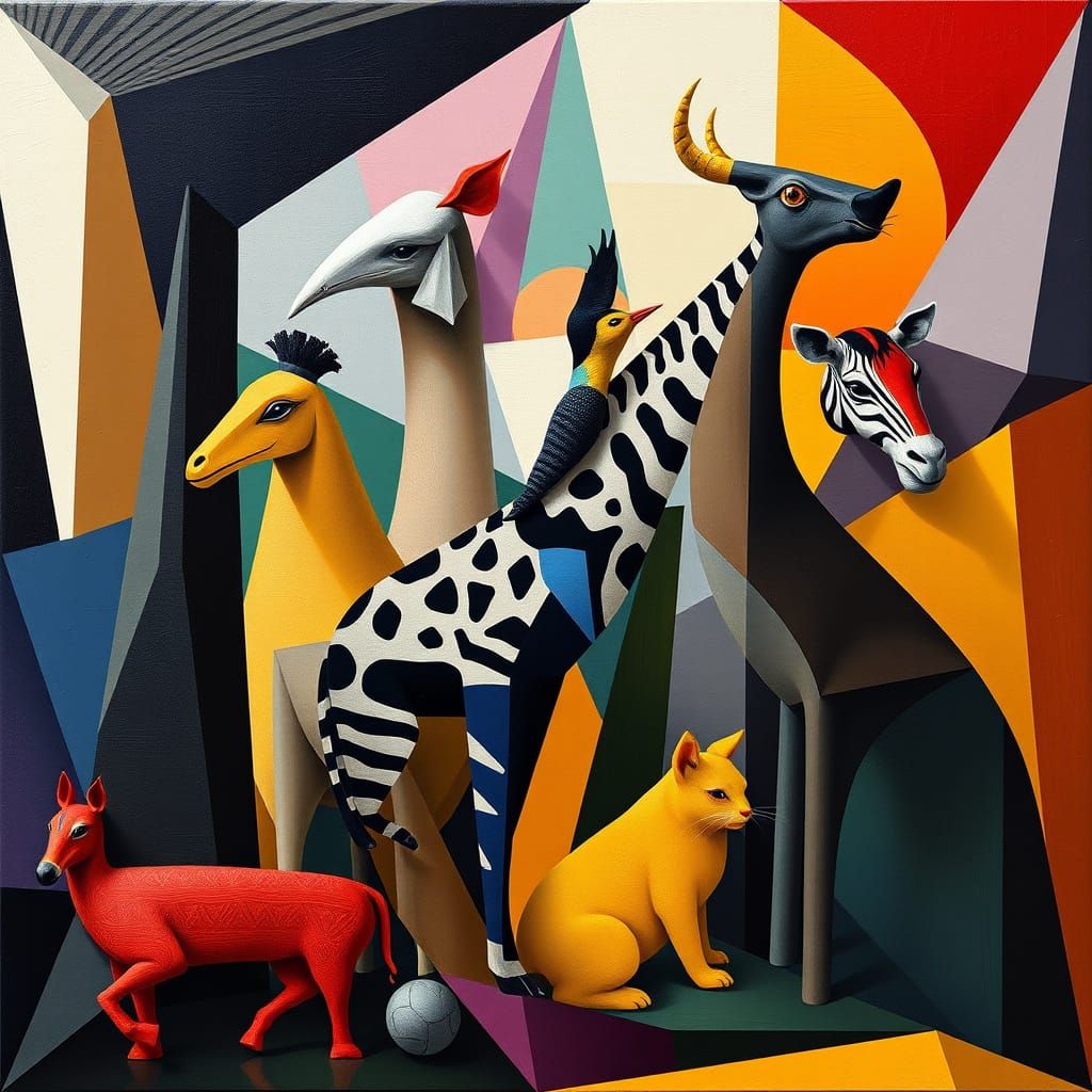 Surrealist abstract cubism, zoo