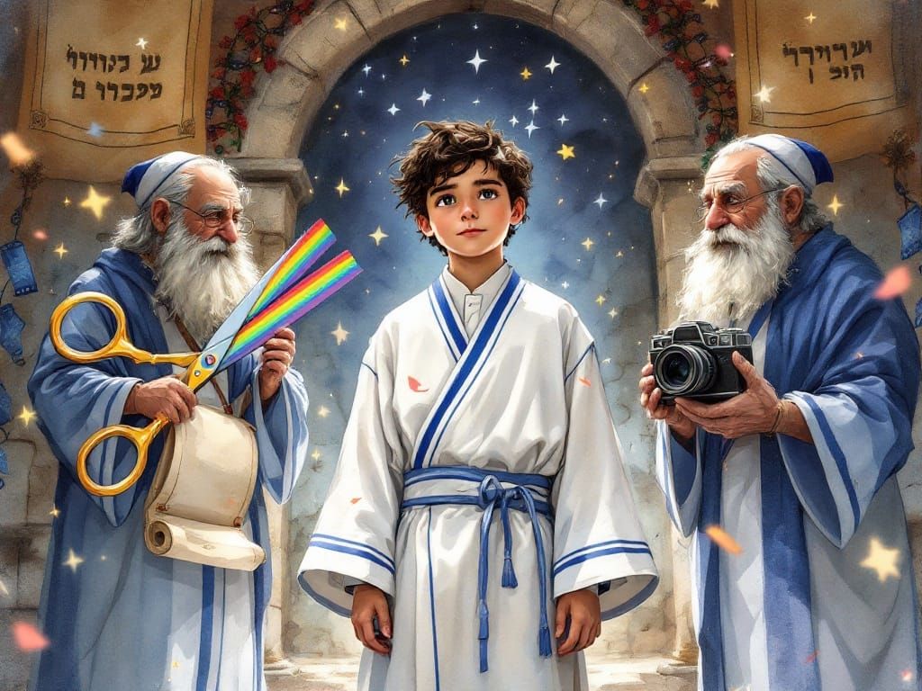 Boy Between Worlds: A Whimsical Watercolor Portrait