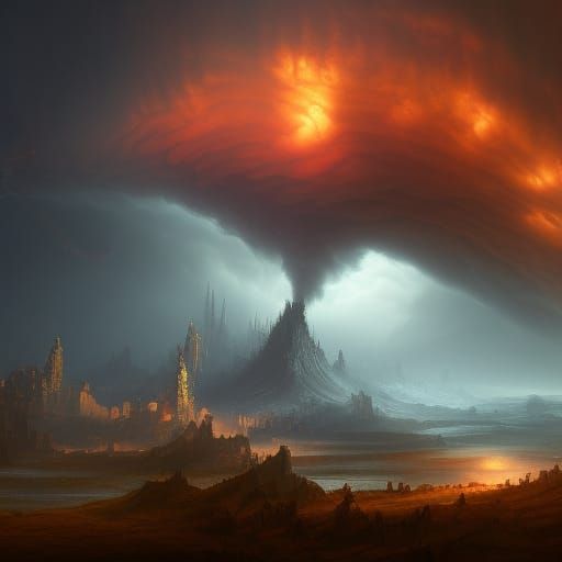 Detailed Matte Painting of a Fantastical Tornado