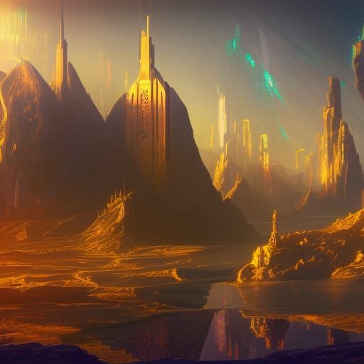 Detailed Retro-Futuristic Matte Painting