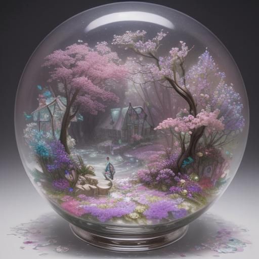 Floral Resin Paperweight in Ethereal Style
