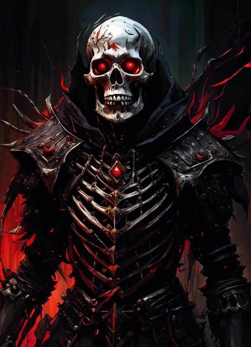 Skeleton Knight with Glowing Eyes: Dark Fantasy Art