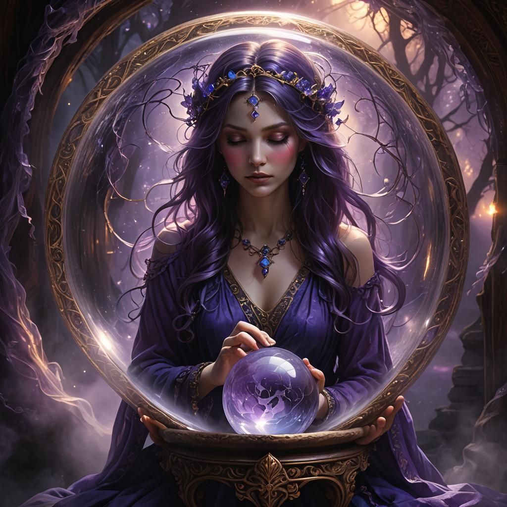Ethereal Spirit Trapped in Mystical Crystal Ball