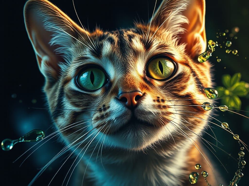 Hyperrealistic Cat Eye With Colorful Background