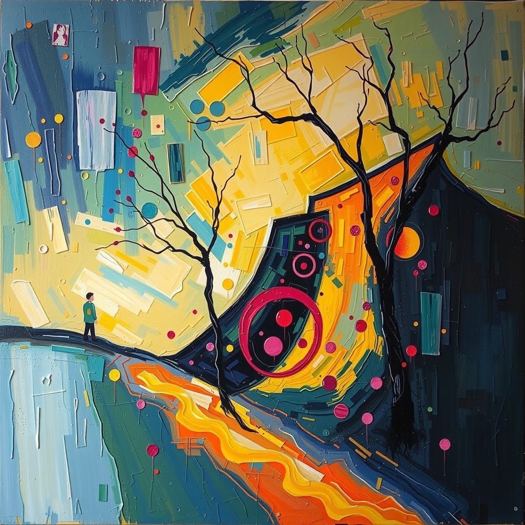 Surreal Fantasy Worlds in Abstract Oil Art