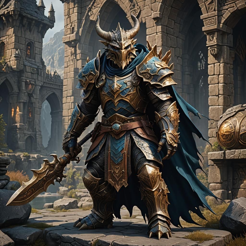 Dragonborn Oathbreaker Paladin in Detailed Matte Painting