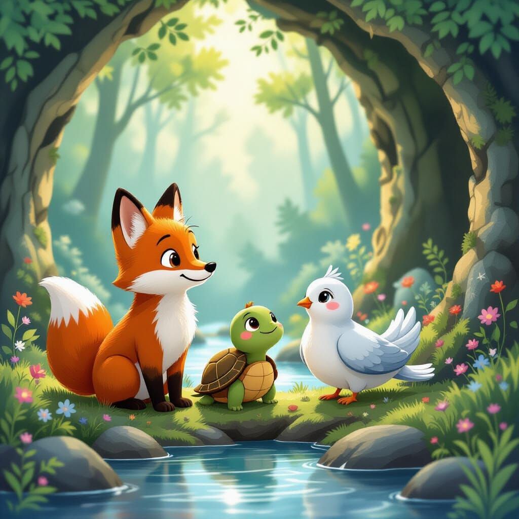 Whimsical Forest Adventure with Animal Friends