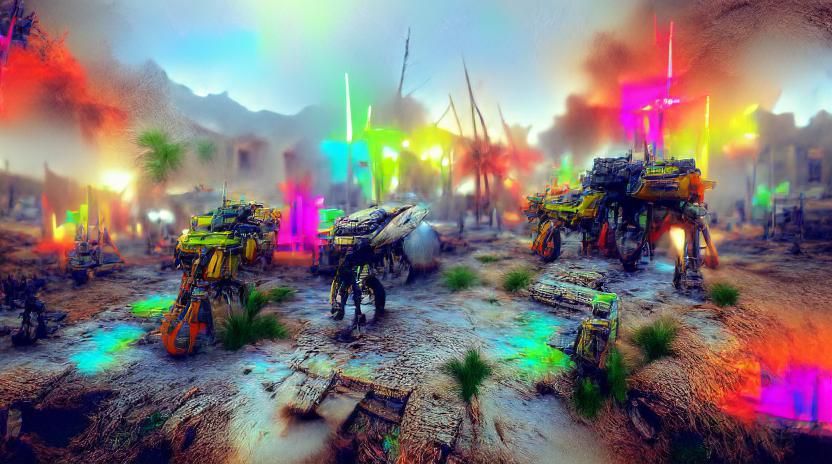 Mecha War in Desert: 8K 3D CryEngine Rendering
