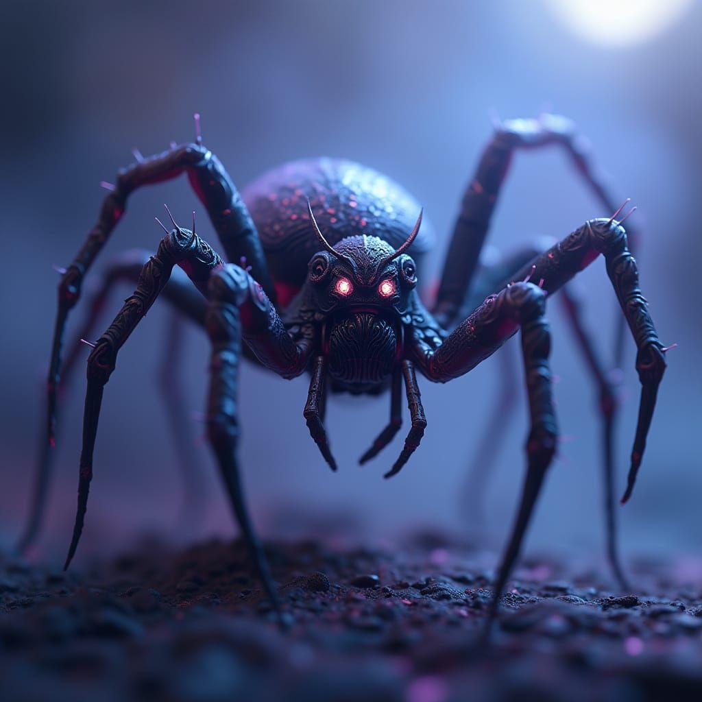 Mystical Spider with Drumstick in Gradient Smoke