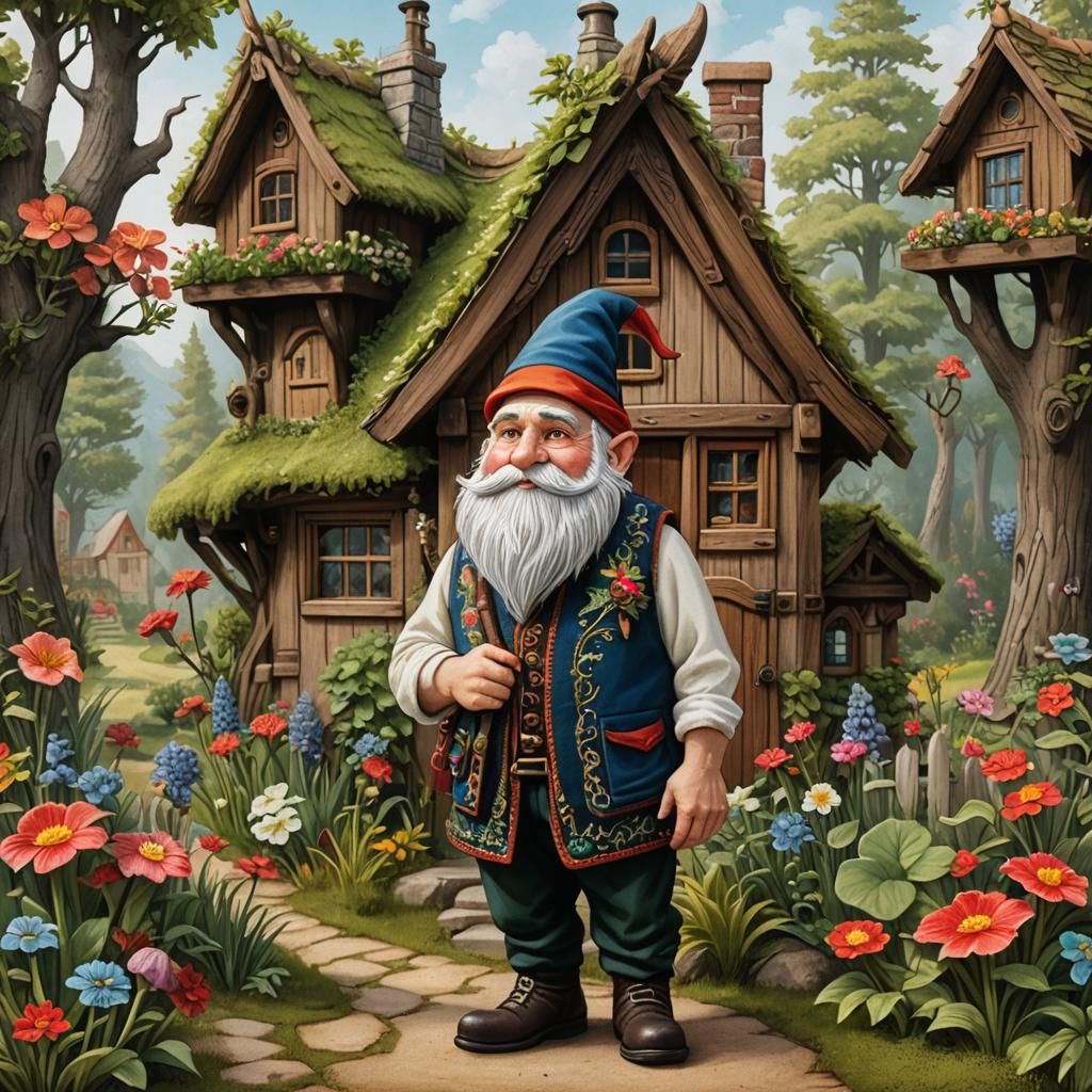 portrait of a gnome with detailed attire