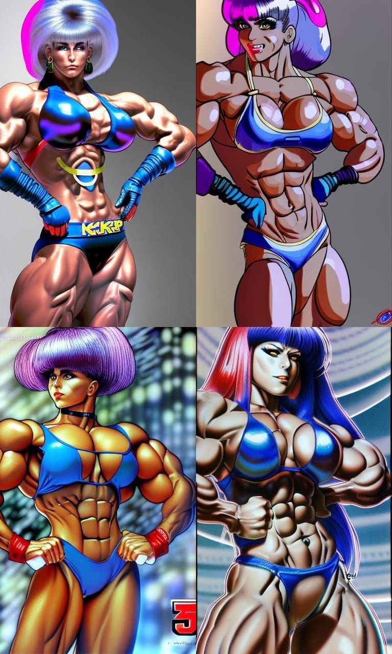 KOF Style Female Bodybuilder Character Design