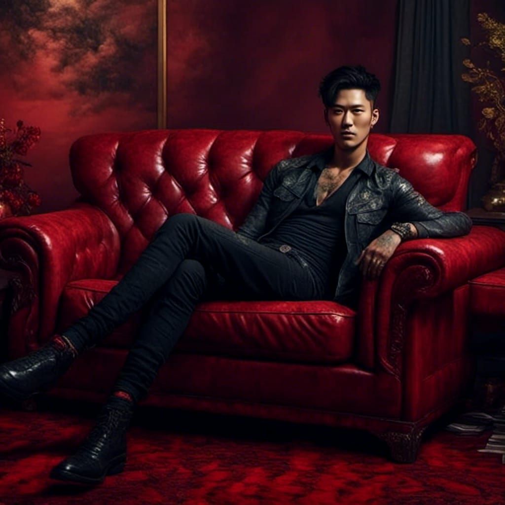 Man on Couch: Detailed Matte Painting