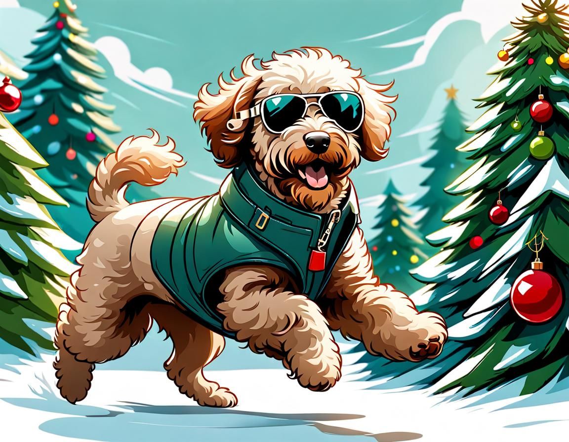 Labradoodle Puppy's Christmas Tree Adventure