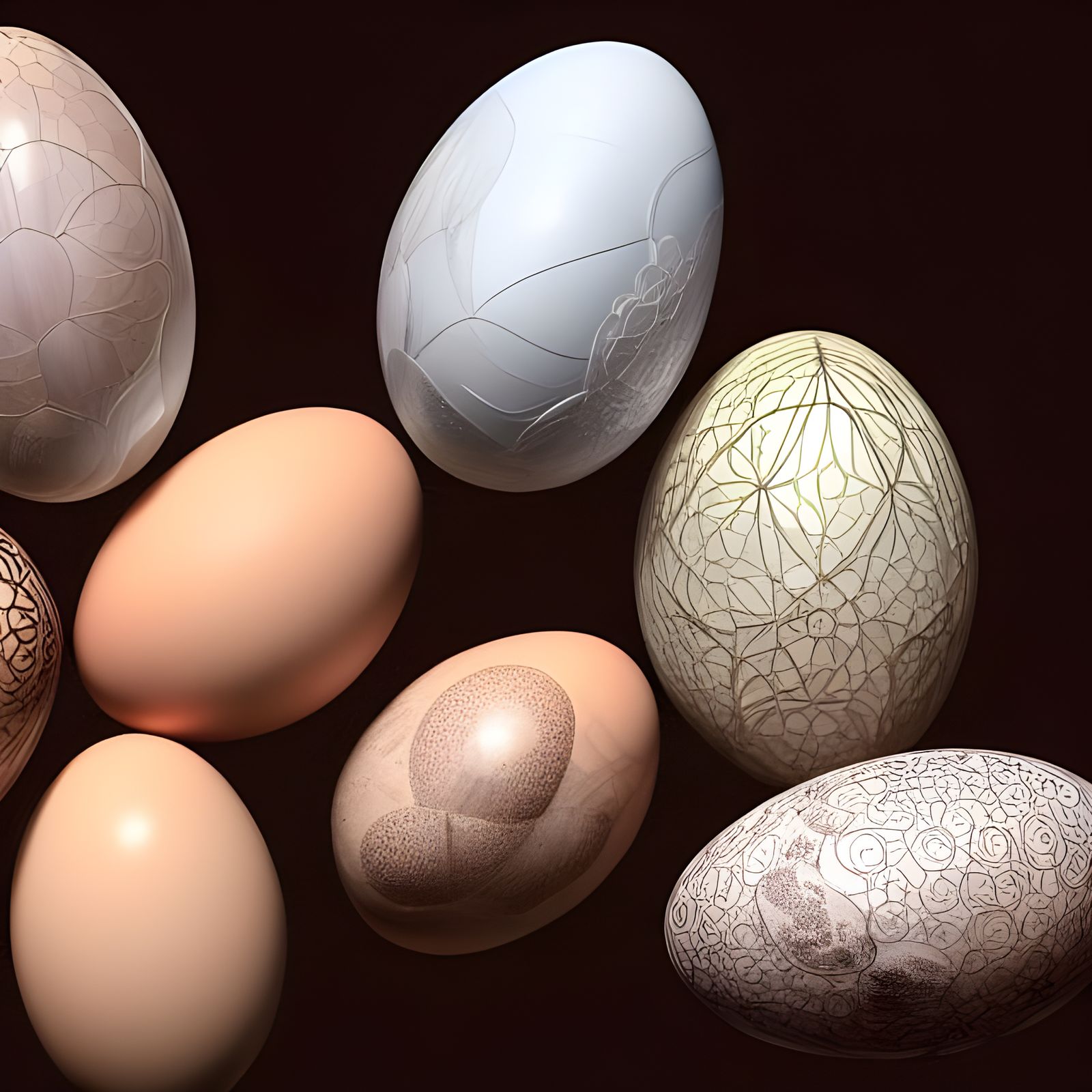 Translucent Ovoids: Detailed Embryo Forms in Dreamy Light