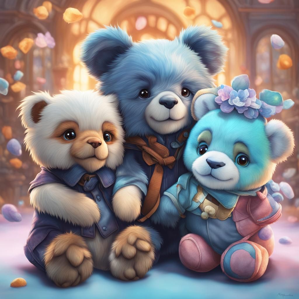 Cute Stuffed Animal Portrait in Digital Art Style