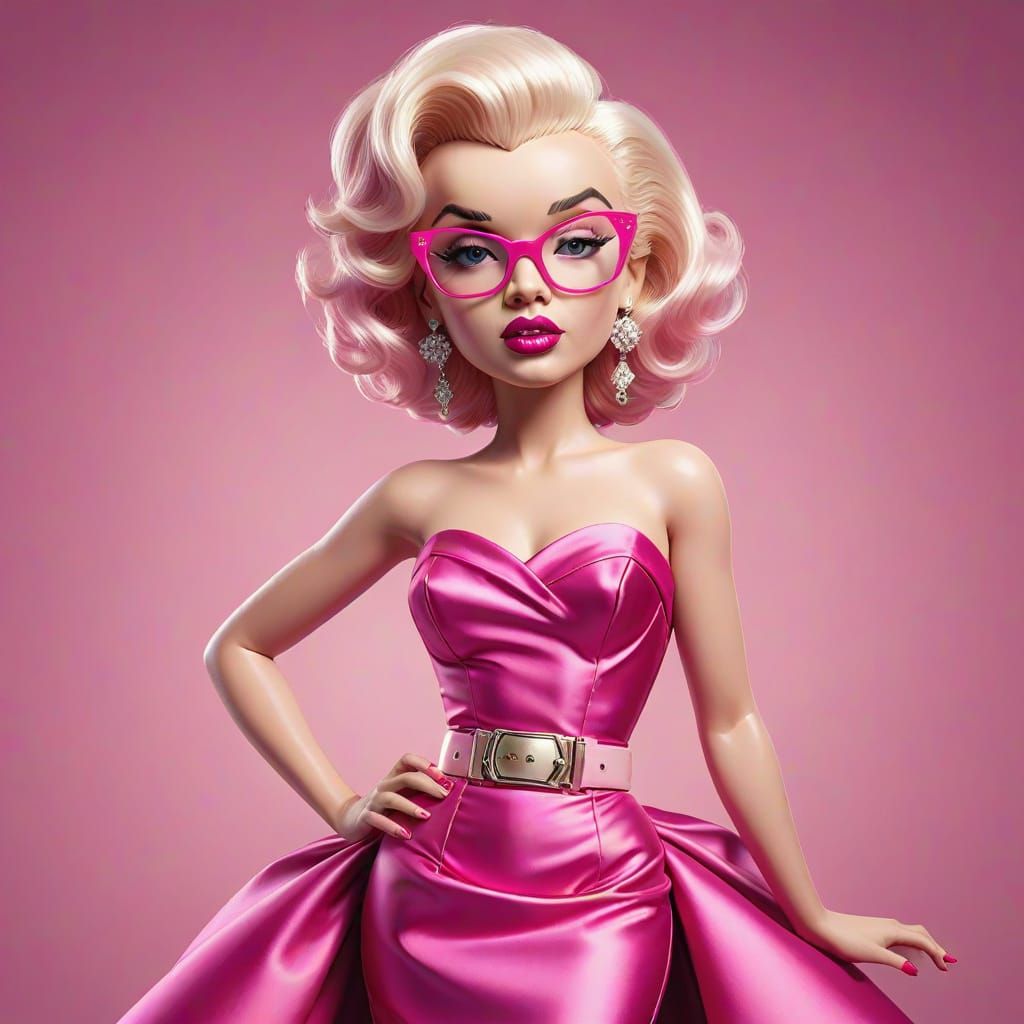 Marilyn Bratz Doll in Pink Gown, Detailed Matte Painting