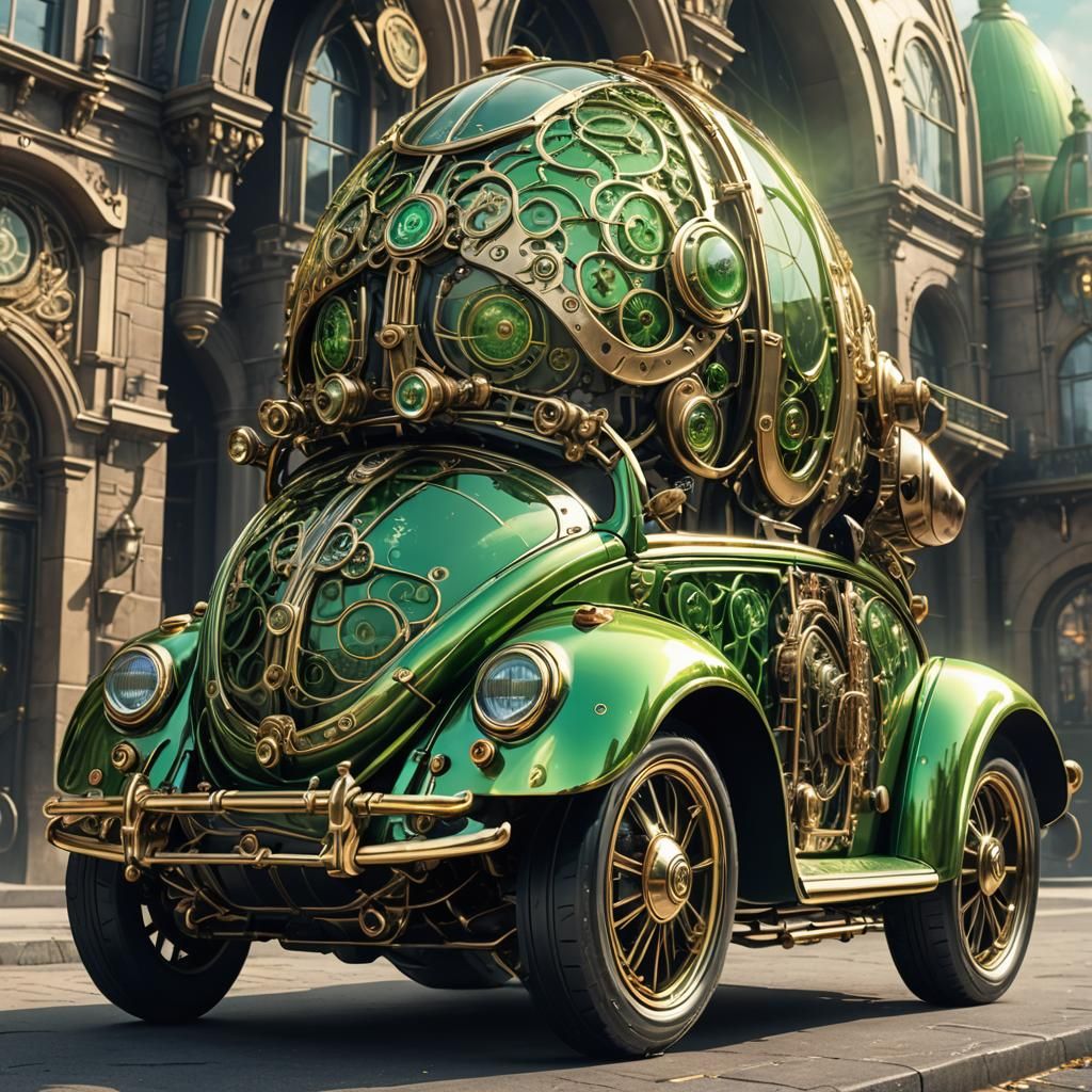 Volkswagen Beetle concept by Faberge, egg shaped with filigr...