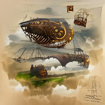 Steampunk Pirate Airship Concept Art