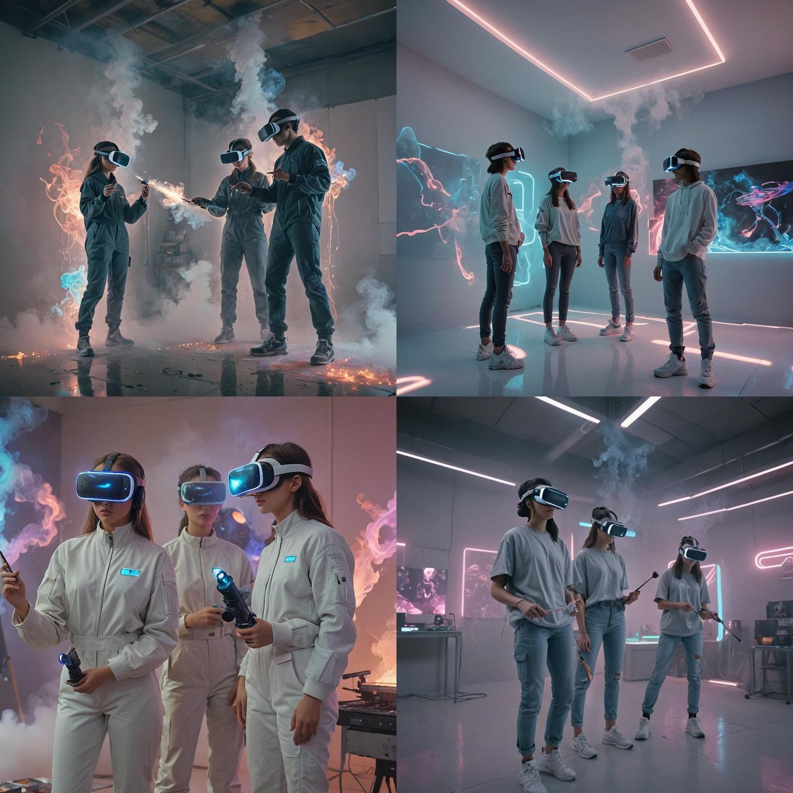 Teenagers Paint in Virtual Reality: A Futuristic Scene