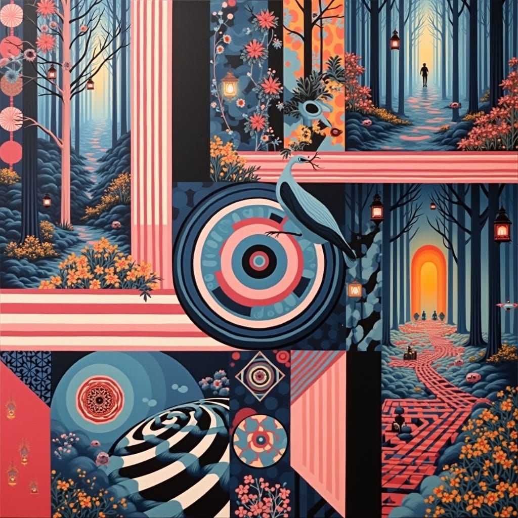 Optical Illusion: Abstract Geometric Shapes with Forest