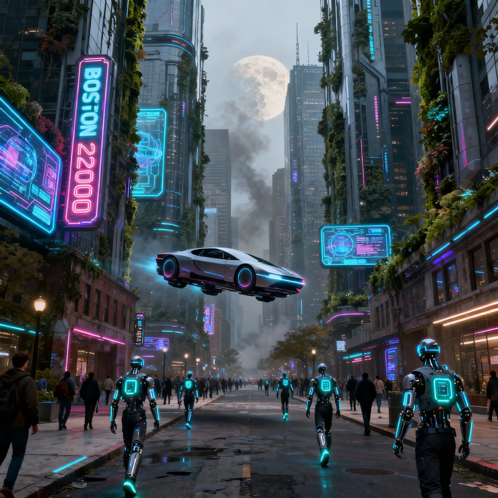 Futuristic Boston Street Scene in 21500