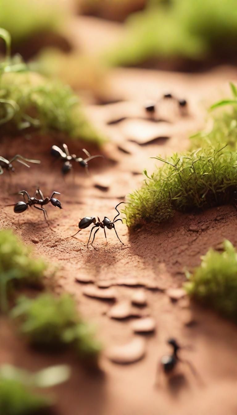 Ants' Leafy Path: A Macro Nature Concept
