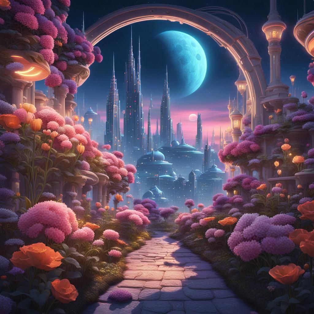 Moon City: Surreal Landscape Matte Painting