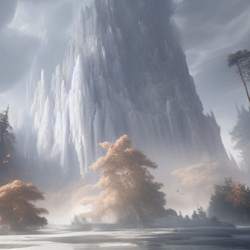 Pure White Mountain in Detailed Matte Painting