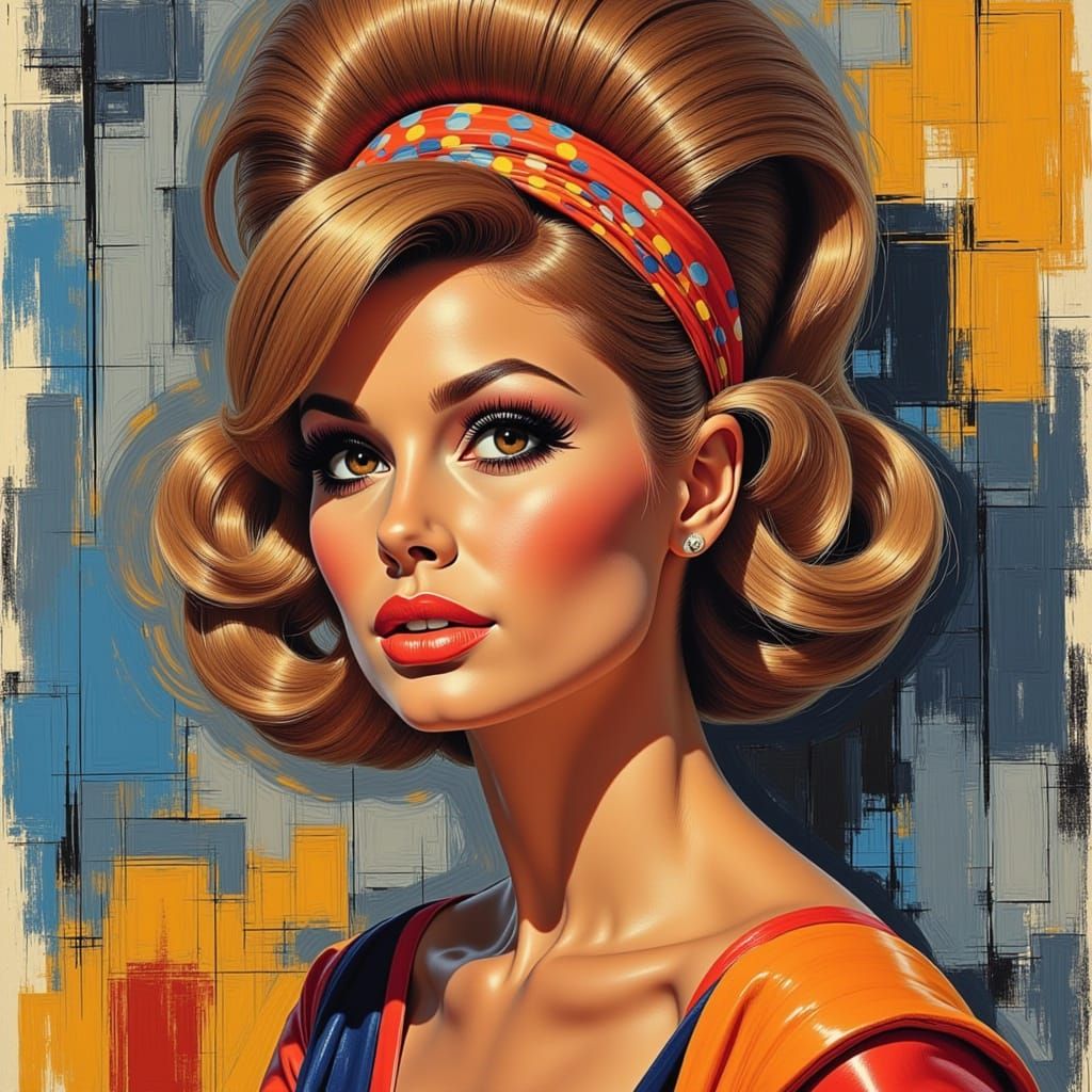 Abstract 1960s Woman with Beehive Hairstyle