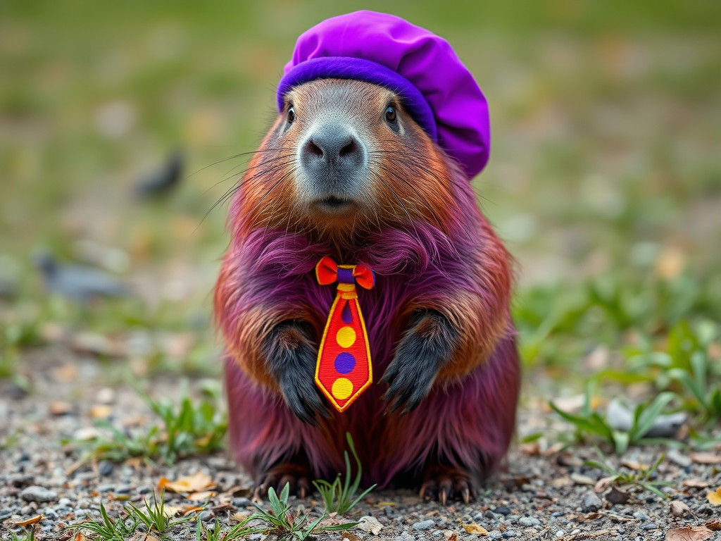 Purple Capybara Dressed as a Jaunty Fop