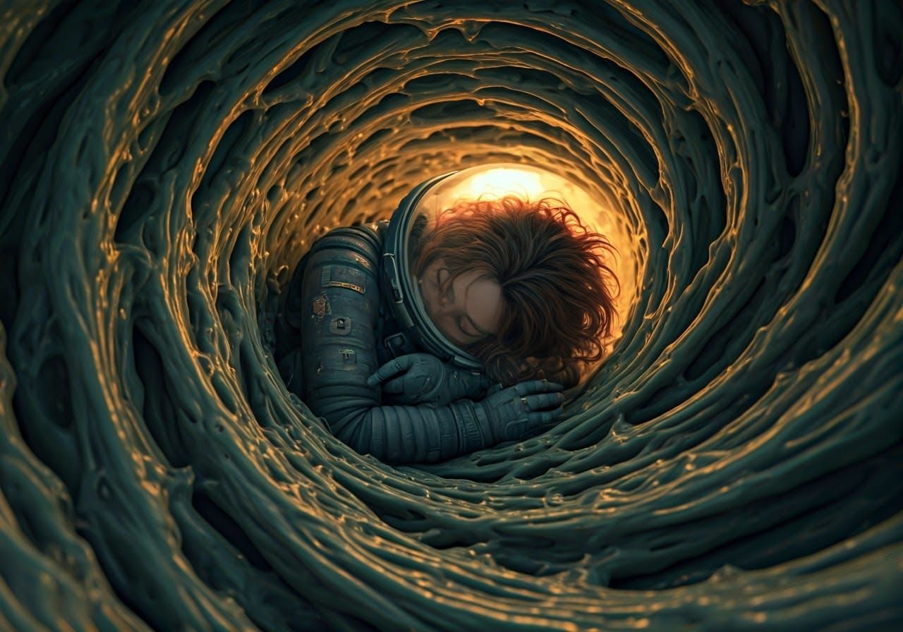 Sci-Fi Sleeping Woman in Living Structure