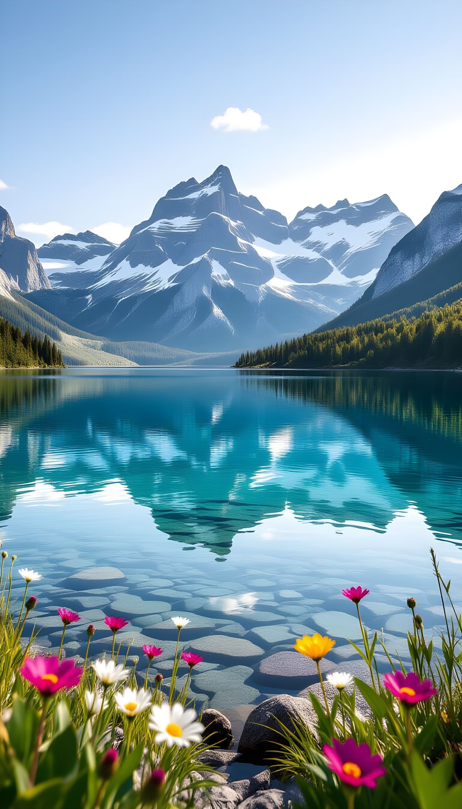 Serene Mountain Lake Reflection Wallpaper