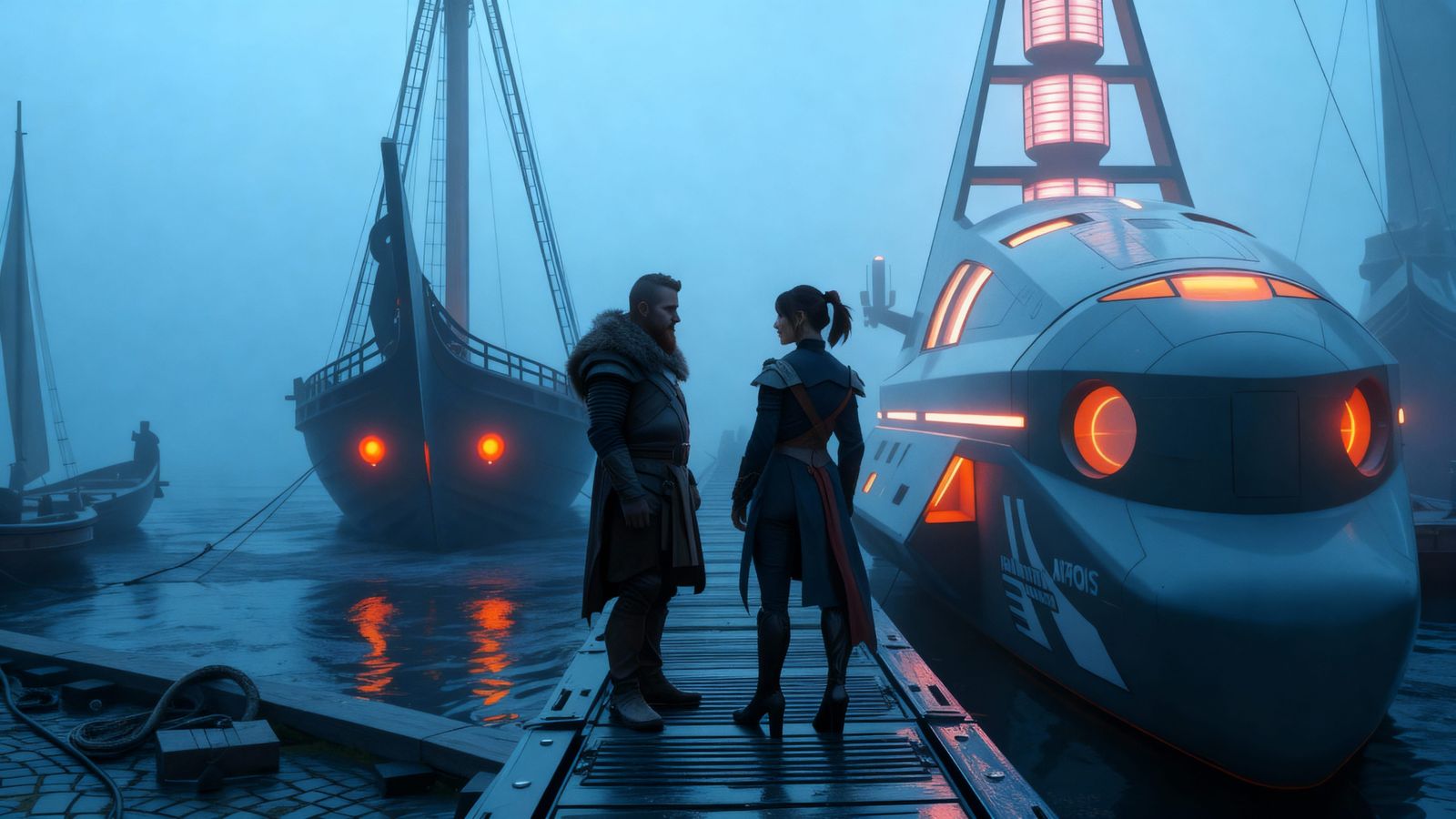 Viking Captain Meets Starship Commander at Blue Hour