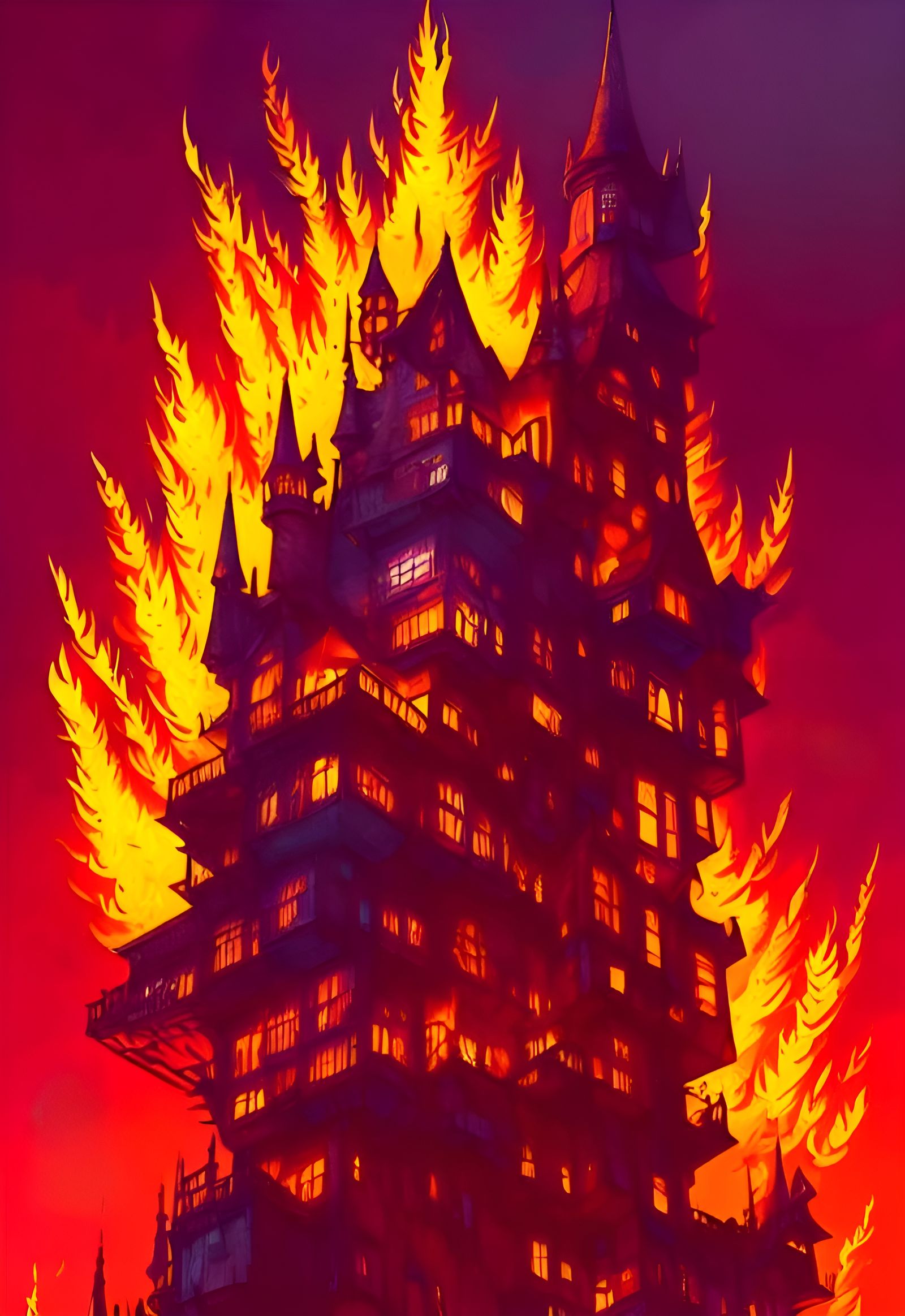 Dramatic Red Sky Digital Illustration