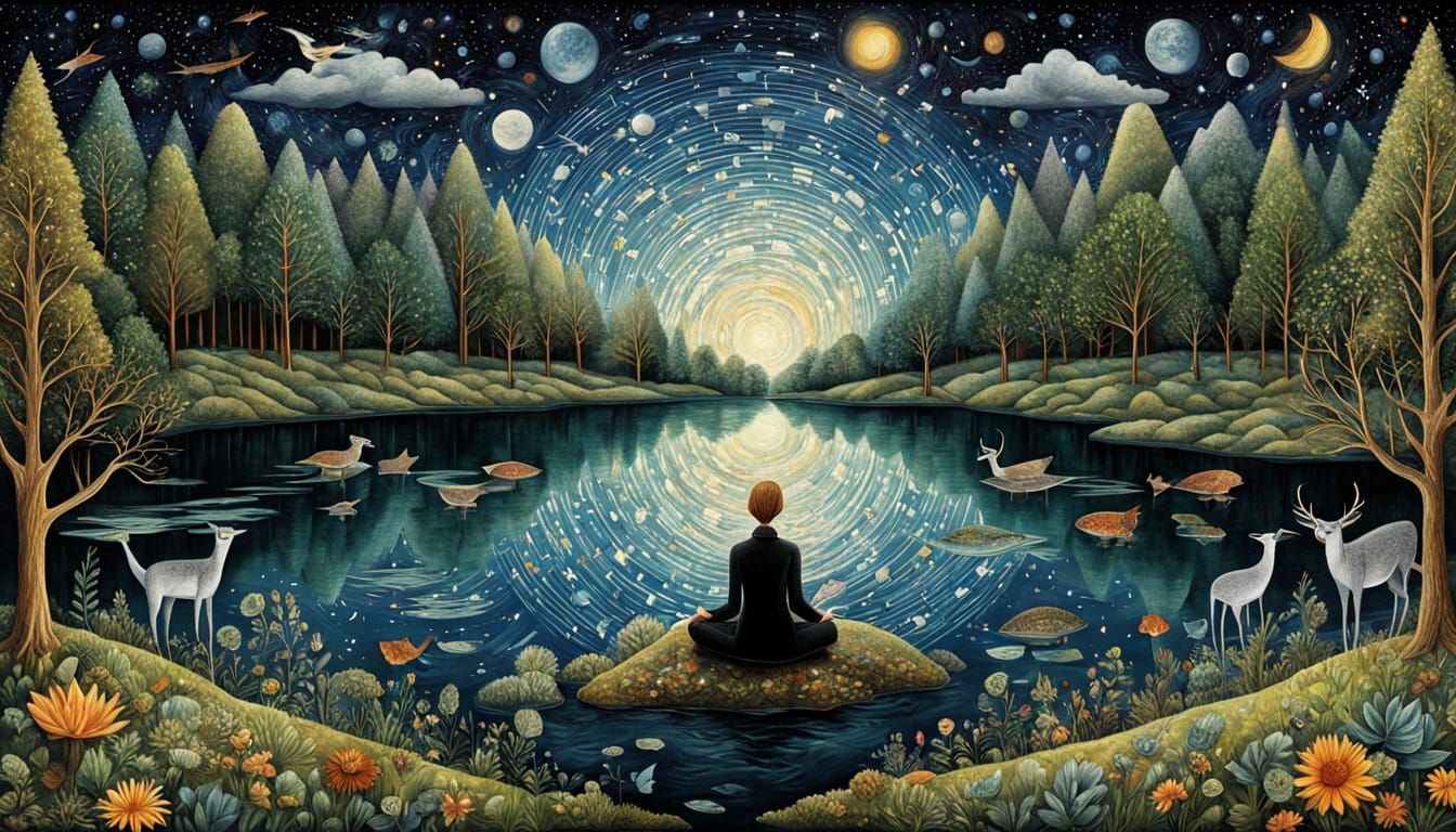 Cosmic Bio Art Collage in Digital Style