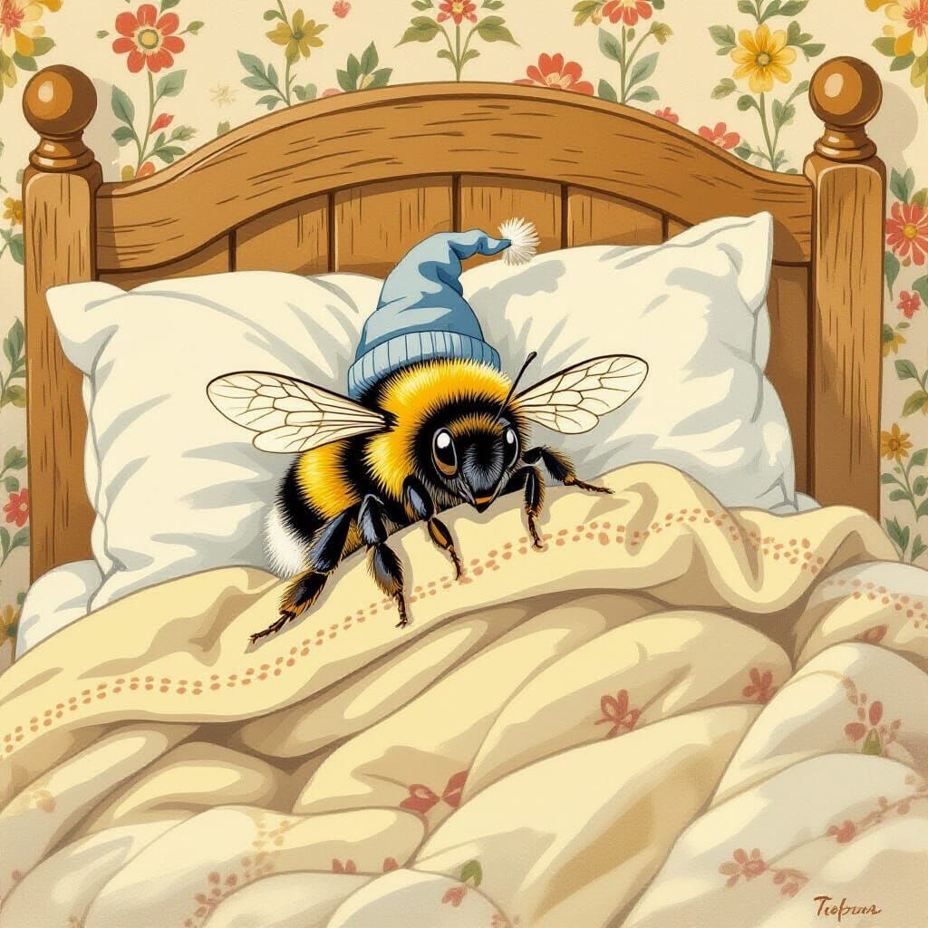 Bumble Bee's Bedtime Story: A Whimsical Illustration