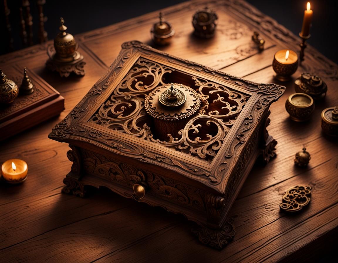 Baroque Gothic Horror Music Box in Dark Academia Style
