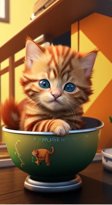 Ginger Kitten at The Vet: 3D Digital Art