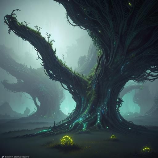 Plant Creature Invades Spaceship in Sci-Fi Art