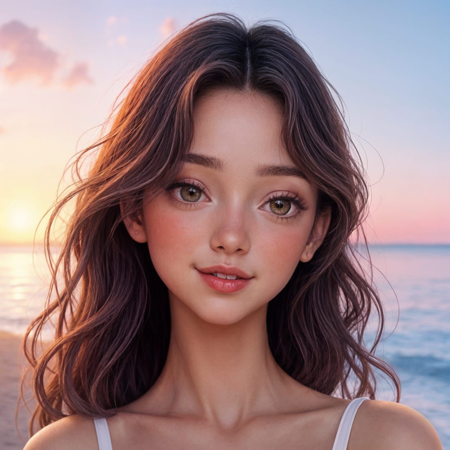 Hyperrealistic Teen Girl Portrait in Pastel Colors