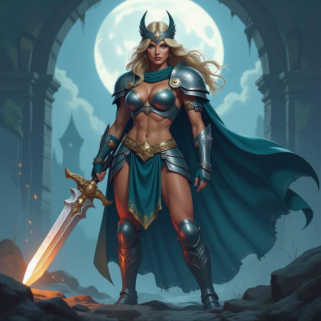 He-Man Sorceress in Dark Fantasy Realm