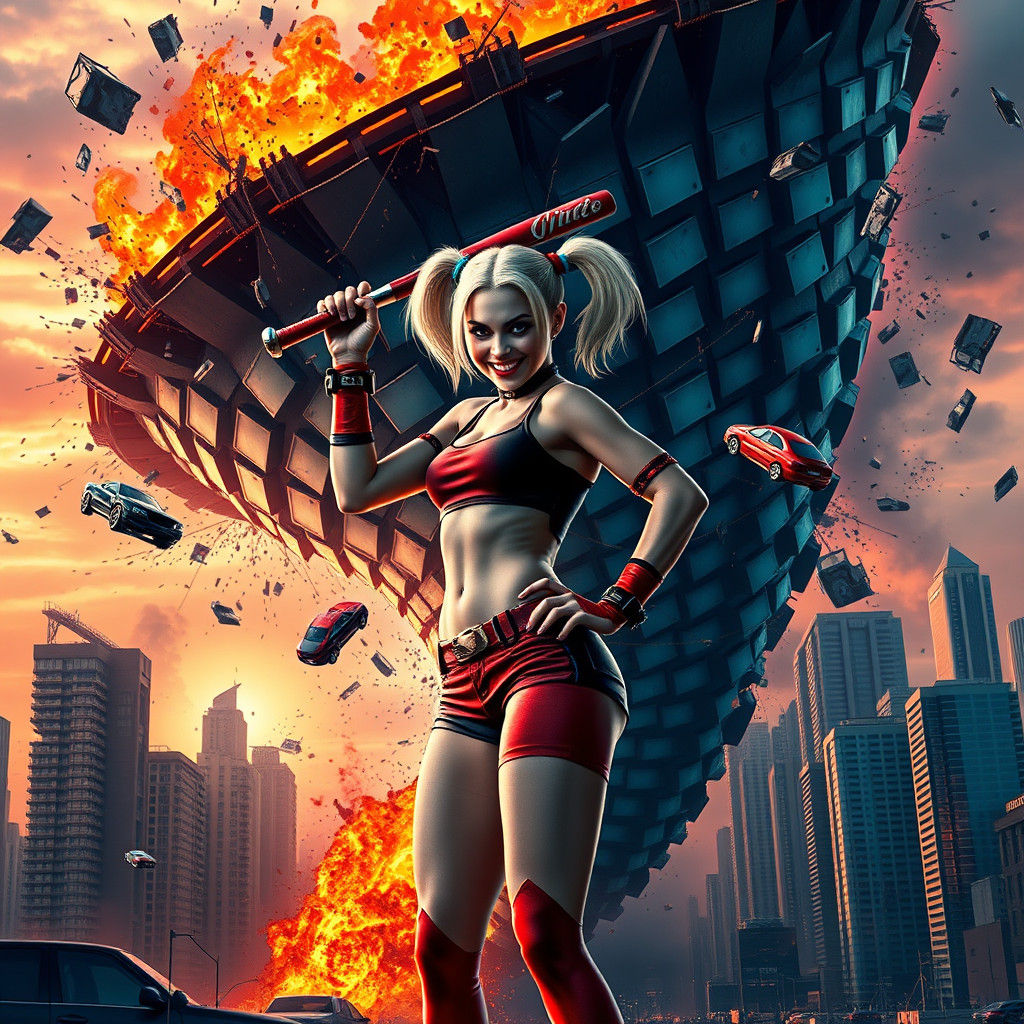 Harley Quinn Confronts Fiery Steel Tornado Devastation