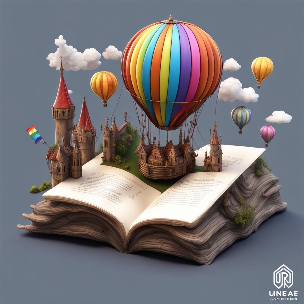 Fantasy Logo with Knight, Wizard and Balloon