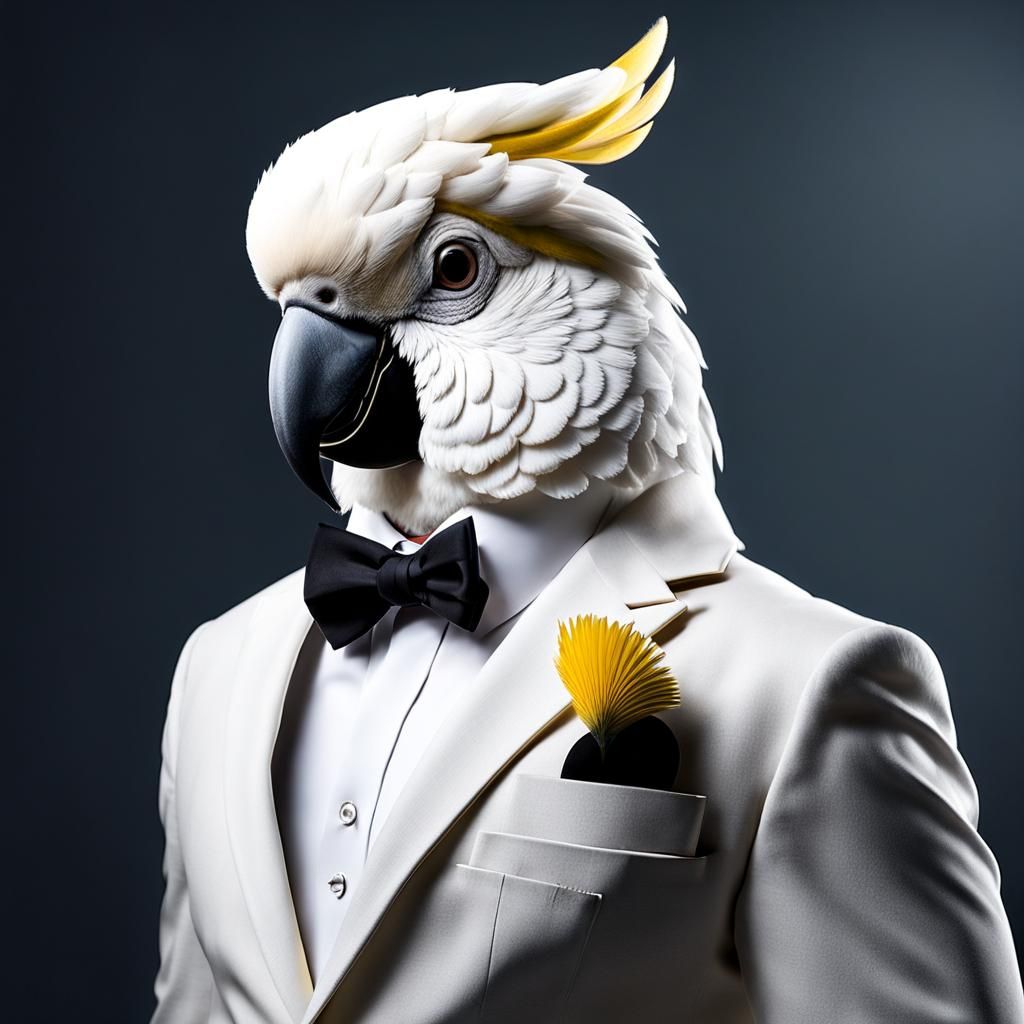 Cockatoo as Human in Suit