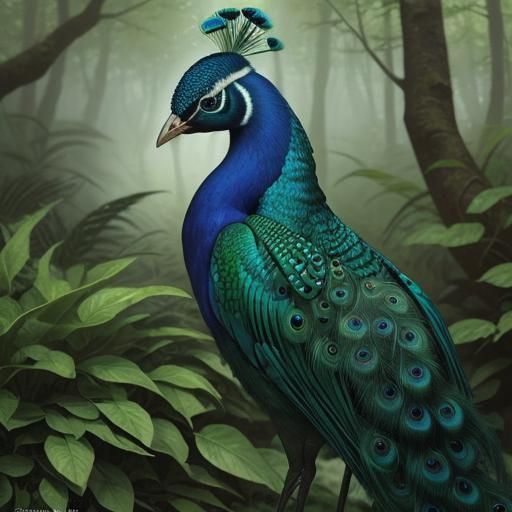 Hyperrealistic Wildlife Portrait of a Luminous Peacock
