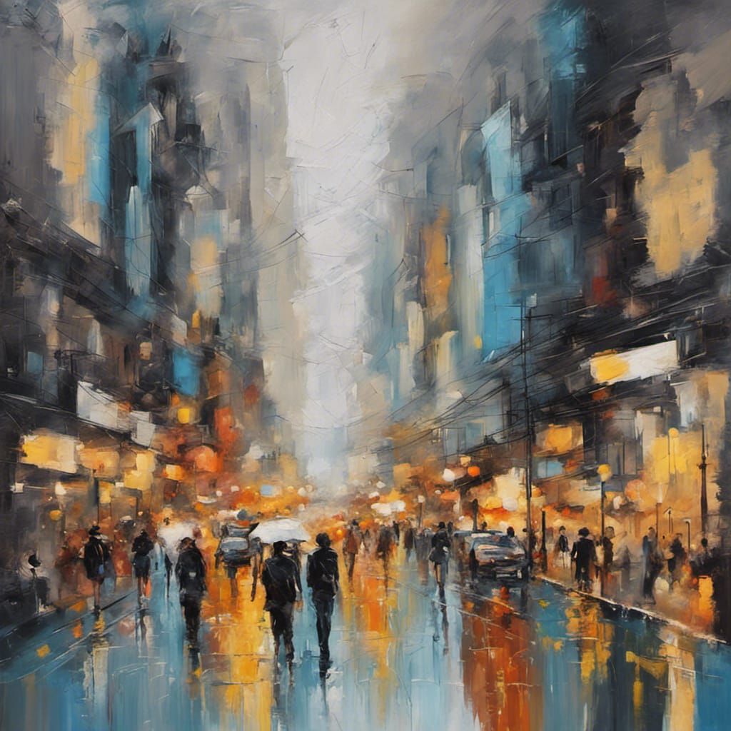 Impressionistic City Street Painting