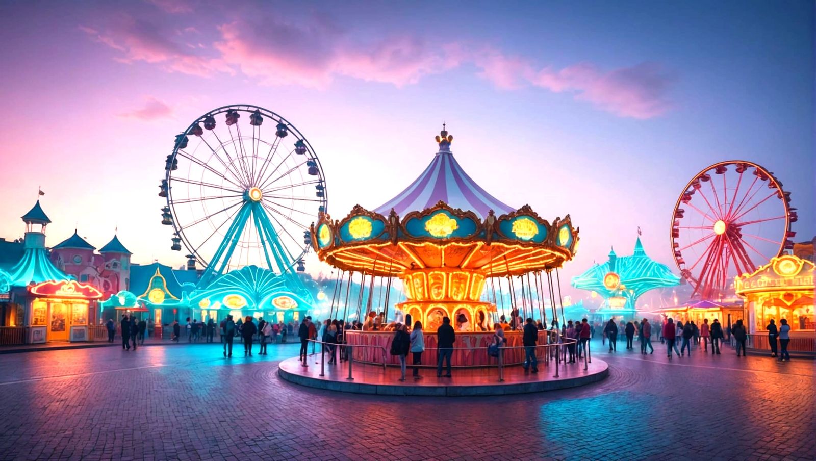 Surreal Dreamscape Theme Park in Pastel Hues