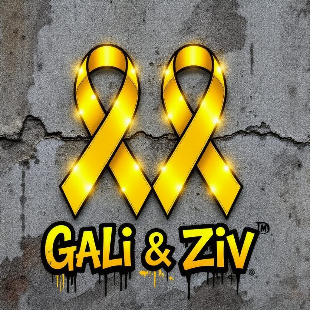 Two yellow awareness ribbons