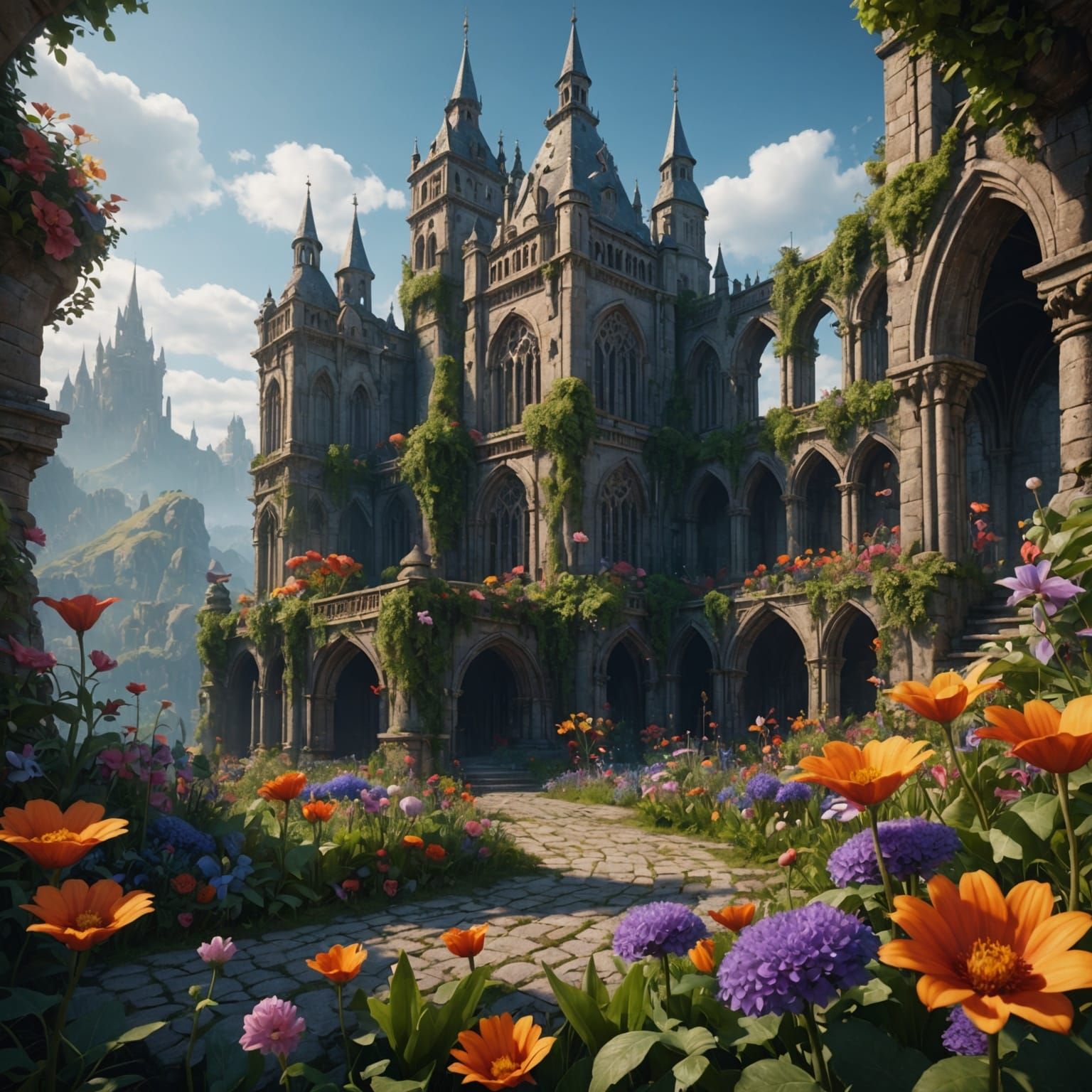 Fantastical Flower in Detailed Matte Painting